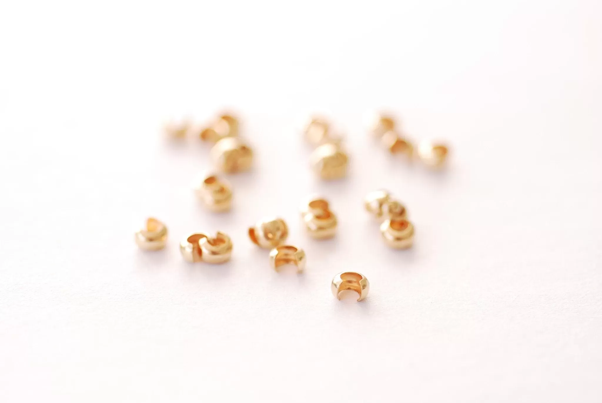 10 pcs Gold Filled 3mm Crimp Cover Findings Fits 2mm Crimps Gold Crimp Cover Beading Crimp Covers Cable thimbles Wholesale Findings GFCH2-53