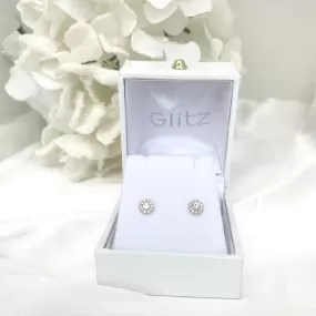 14k Yellow Gold CZ Cluster Baby Screw back Earrings