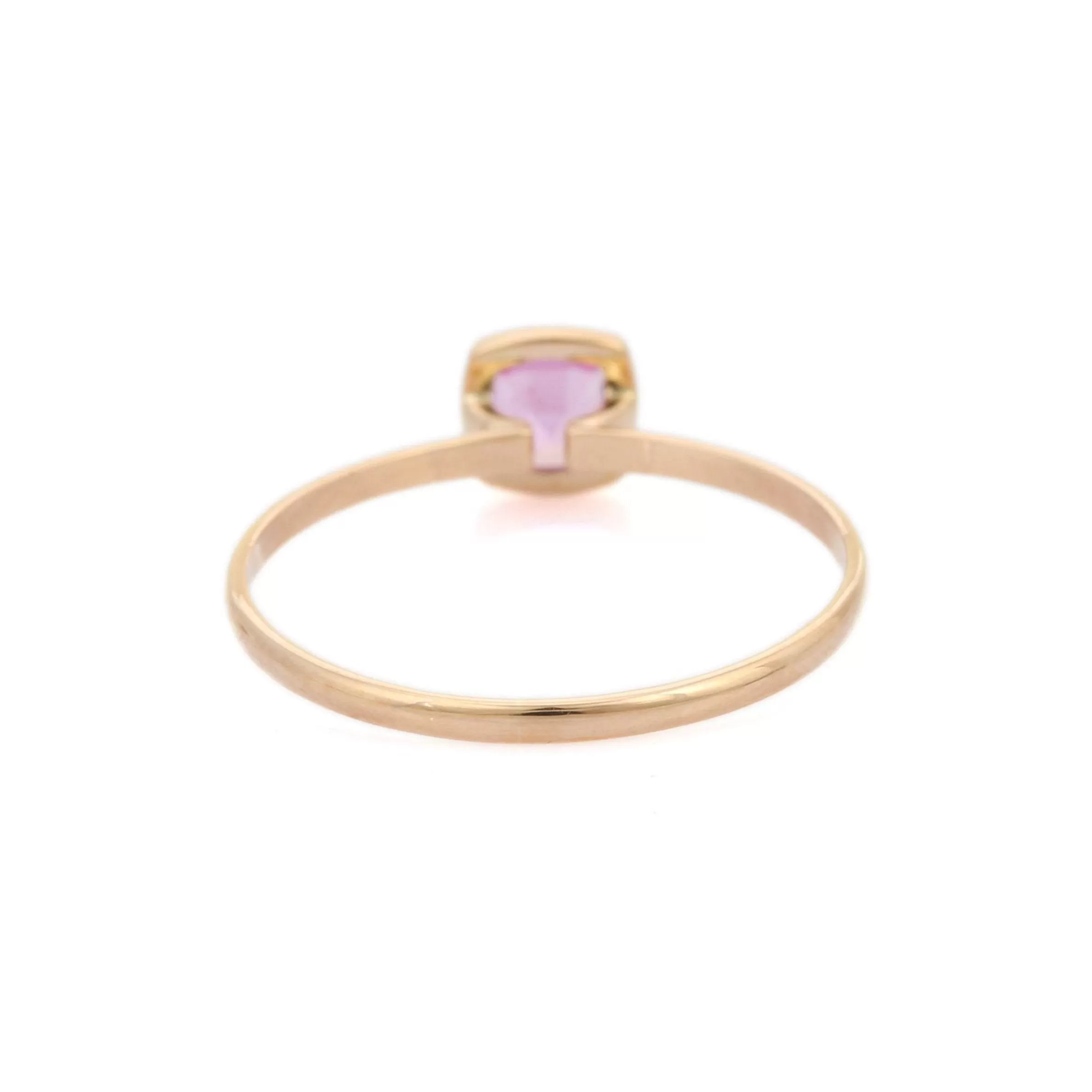 18K Gold Cushion Cut Pink Sapphire Ring