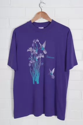 1990 Vintage Purple Tennessee Bird & Flower Glitter Detail Tee (L)