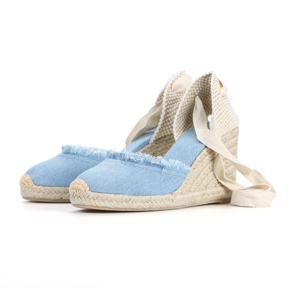 2021 9Cm Sandalias Mujer Special Offer Denim Sandals Sapato Feminino Sapatos Mulher Espadrilles Wedg