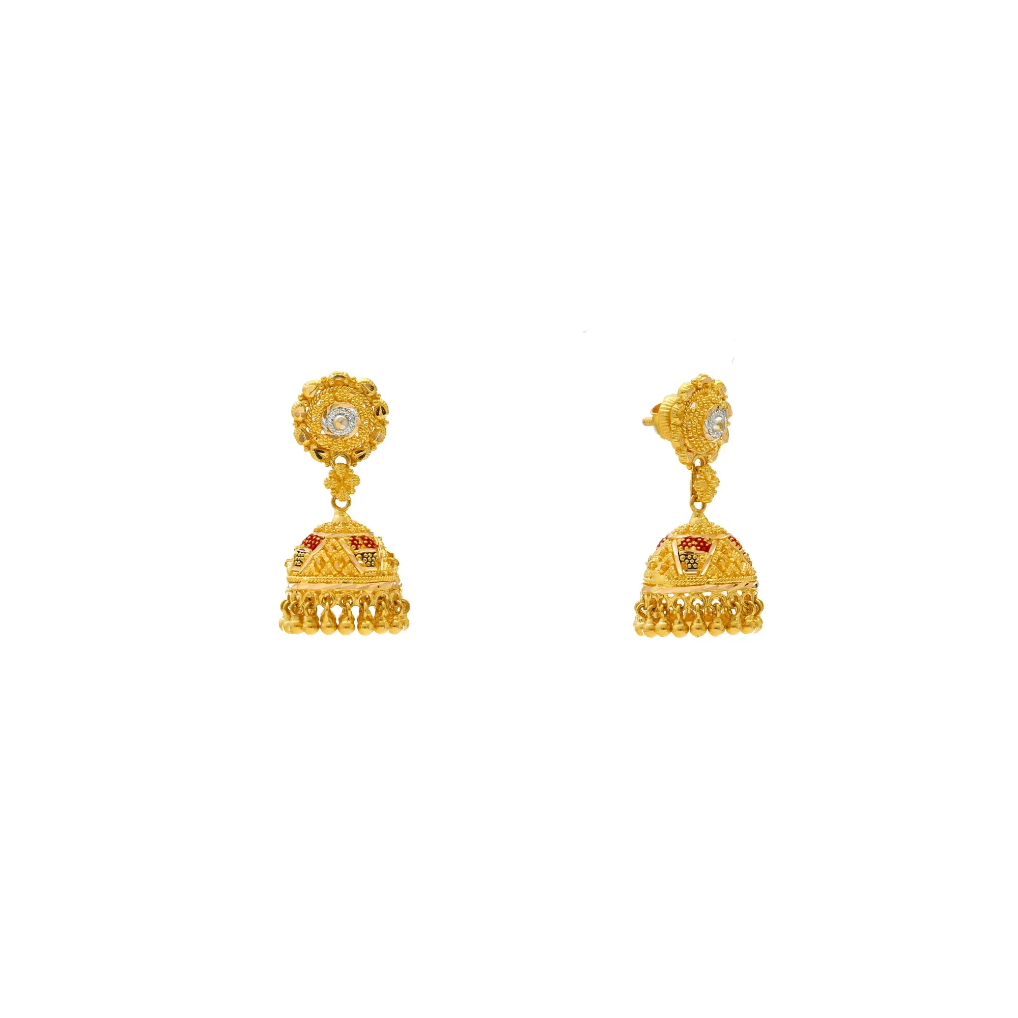 22K Yellow Gold Jhumki Earrings (9.4gm)