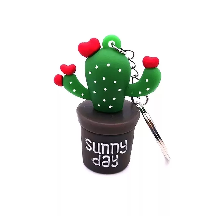 3D Cactus Pot Sunny Day Keychain