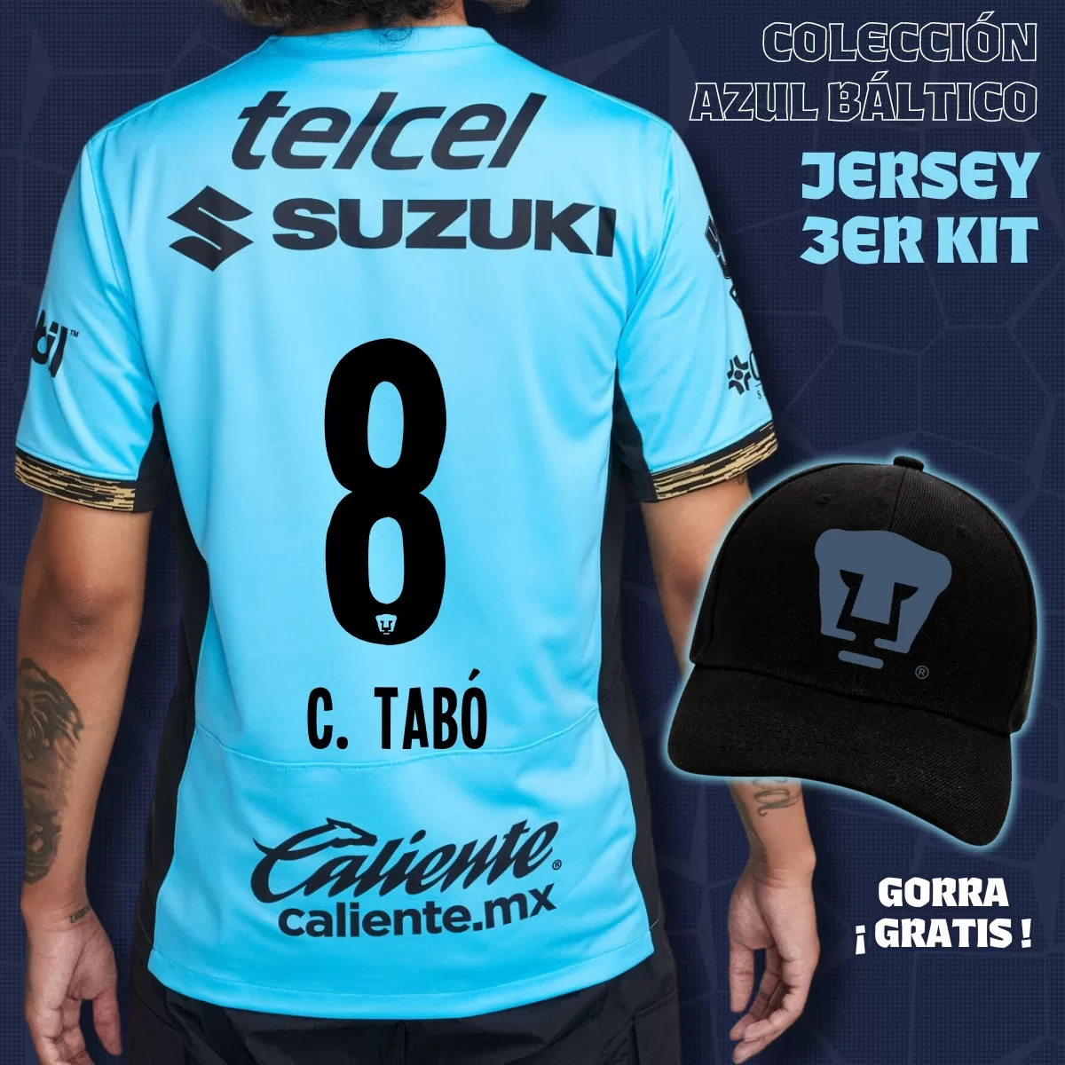 8 Christian Tabó - Colección Azul Báltico - Jersey Tercer Kit   Gorra de Regalo