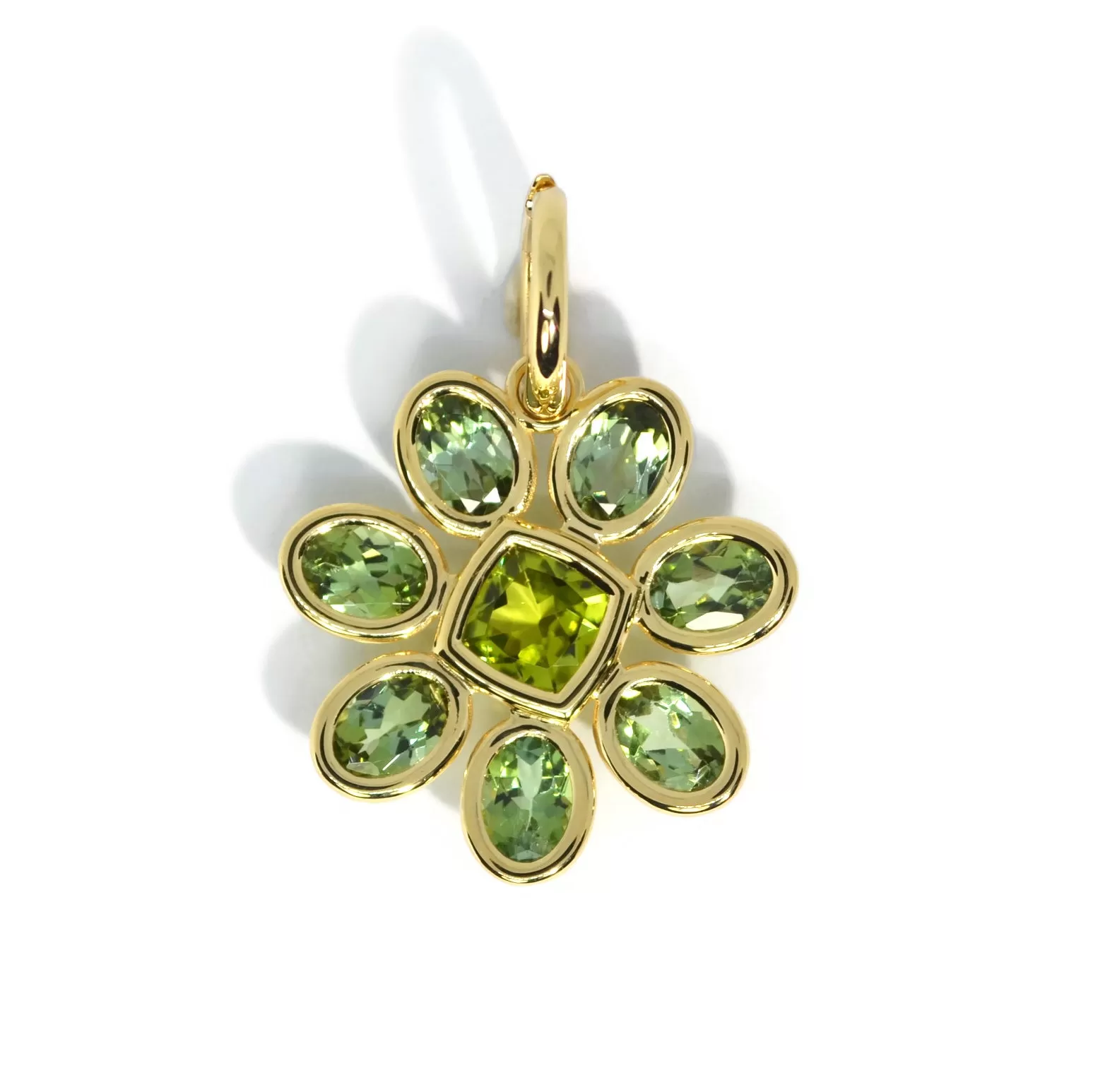 A & Furst - Fiori - Pendant with Mint Tourmaline and Peridot, 18k Yellow Gold