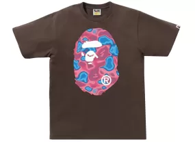 A Bathing Ape Liquid Camo Big Head Ape Tee in Brown xld