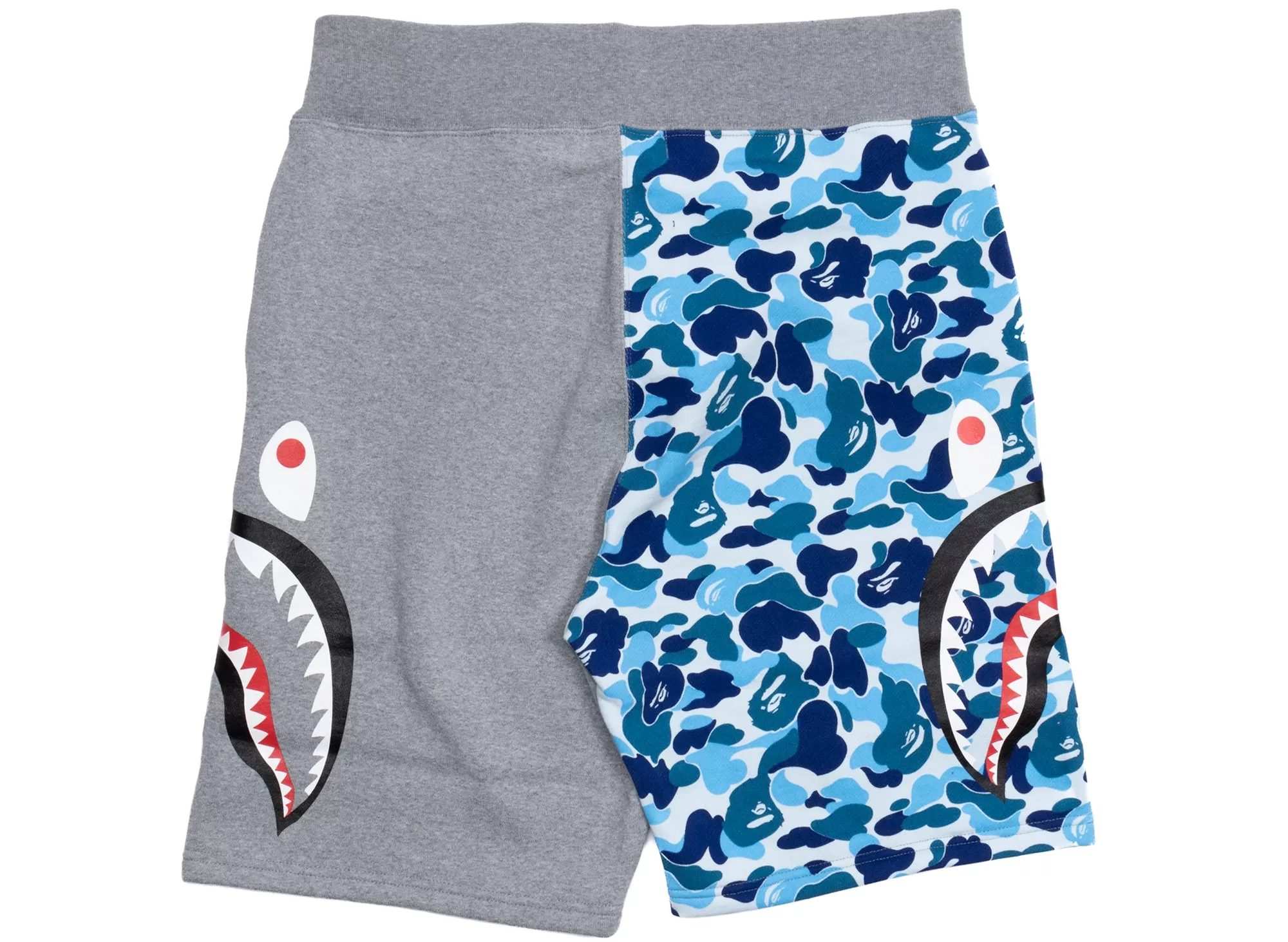 A Bathing Ape Split Sweatshorts in Gray and Blue Camo