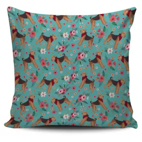 Airedale Terrier Flower Pillow Cover