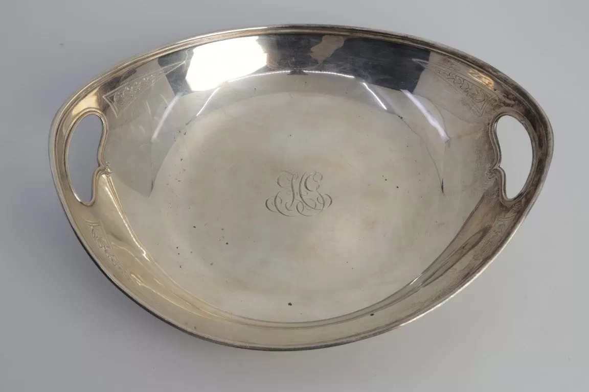 Antique Rare 1907 Tiffany & Co. Makers Sterling Silver Shallow Serving Bowl (409.6g)