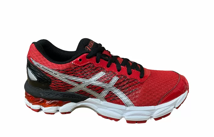 Asics running shoe for boys Gel Nimbus 18 C600N 2393 red-silver-black