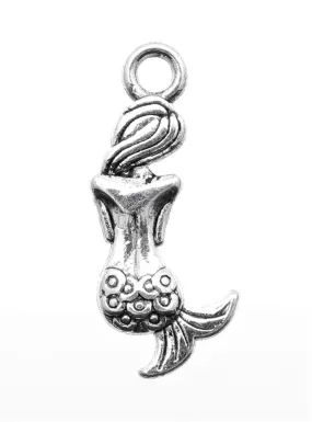 AVBeads Bulk Charms Mermaid Charms Silver 20mm x 9mm Metal Charms 100pcs