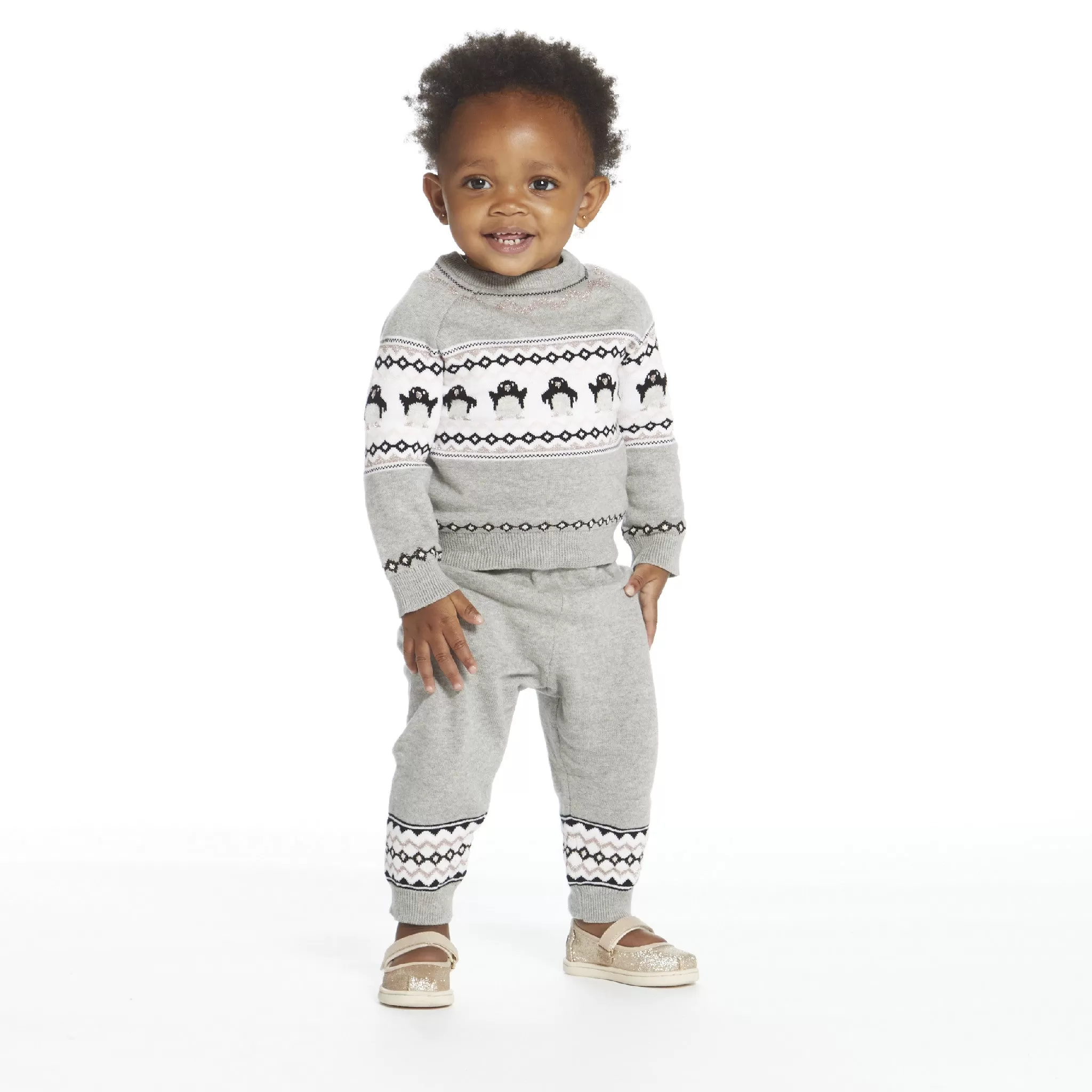 Baby Girl Penguin Fair Isle Sweater Set