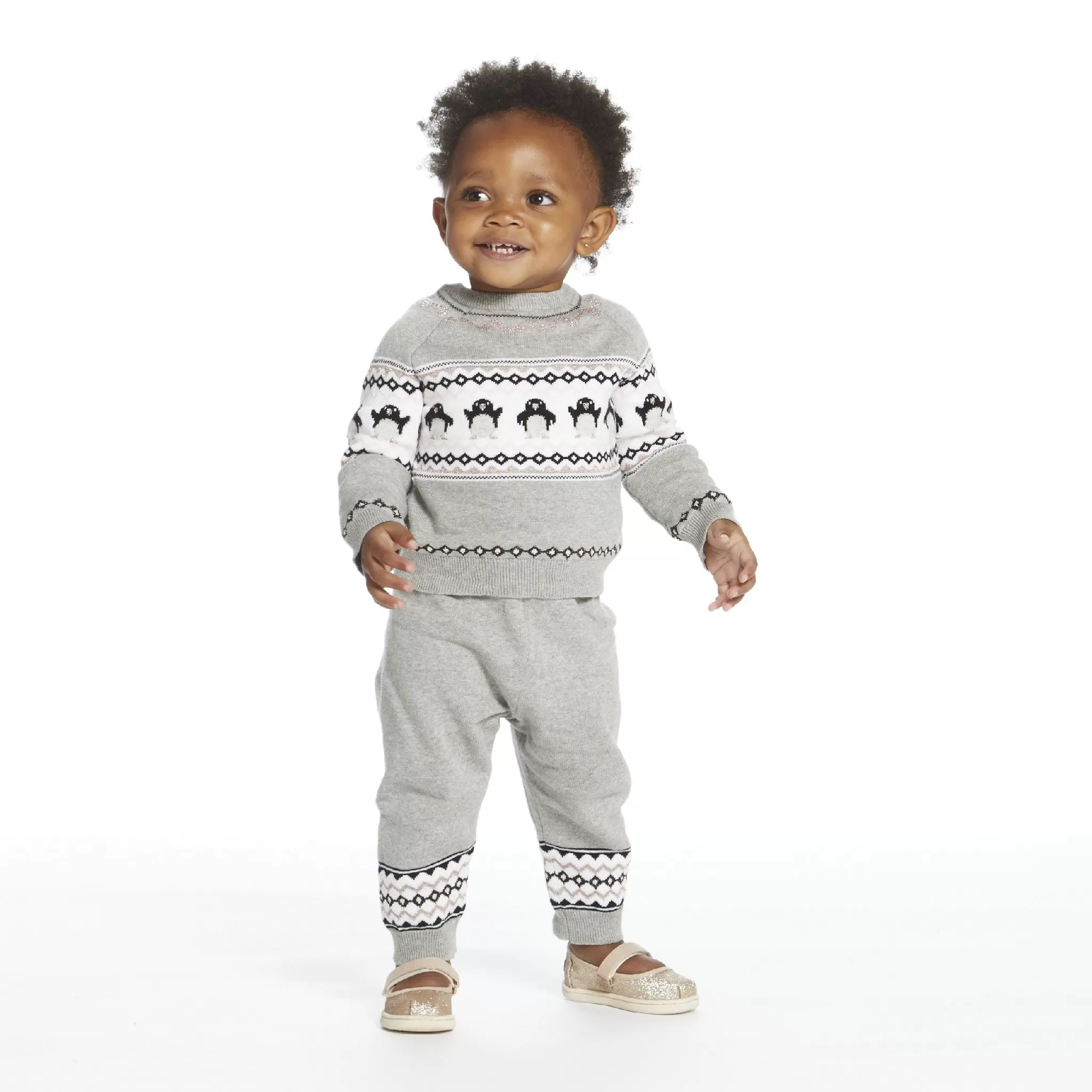 Baby Girl Penguin Fair Isle Sweater Set