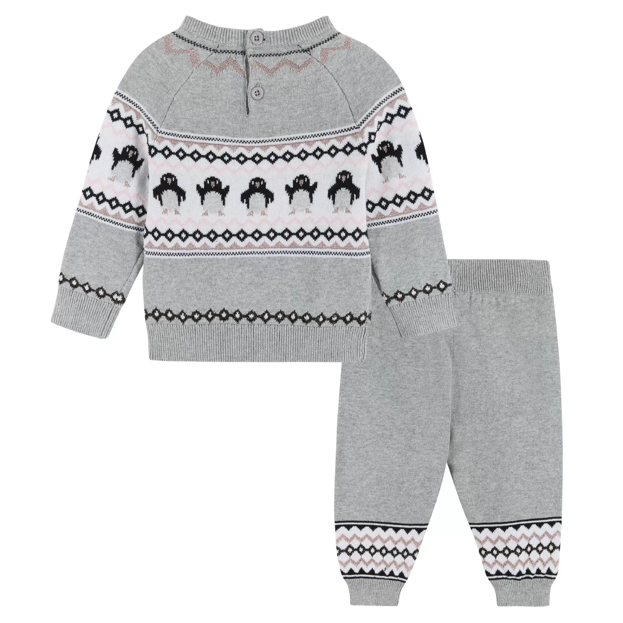 Baby Girl Penguin Fair Isle Sweater Set