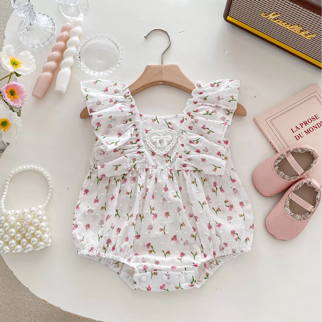 Baby Kid Girls Flower Print Rompers Wholesale 240301146