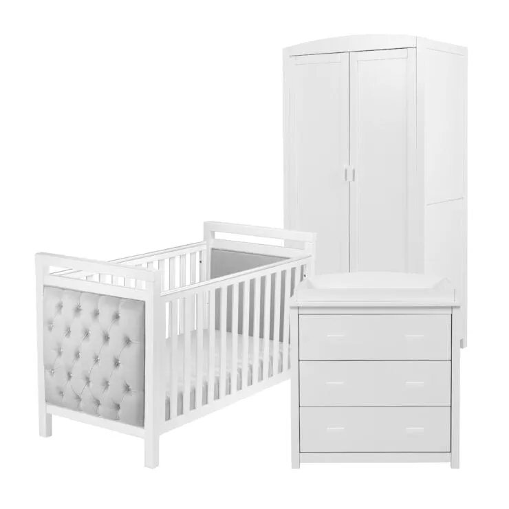 Babymore Velvet Deluxe 3 Piece Room Set - White