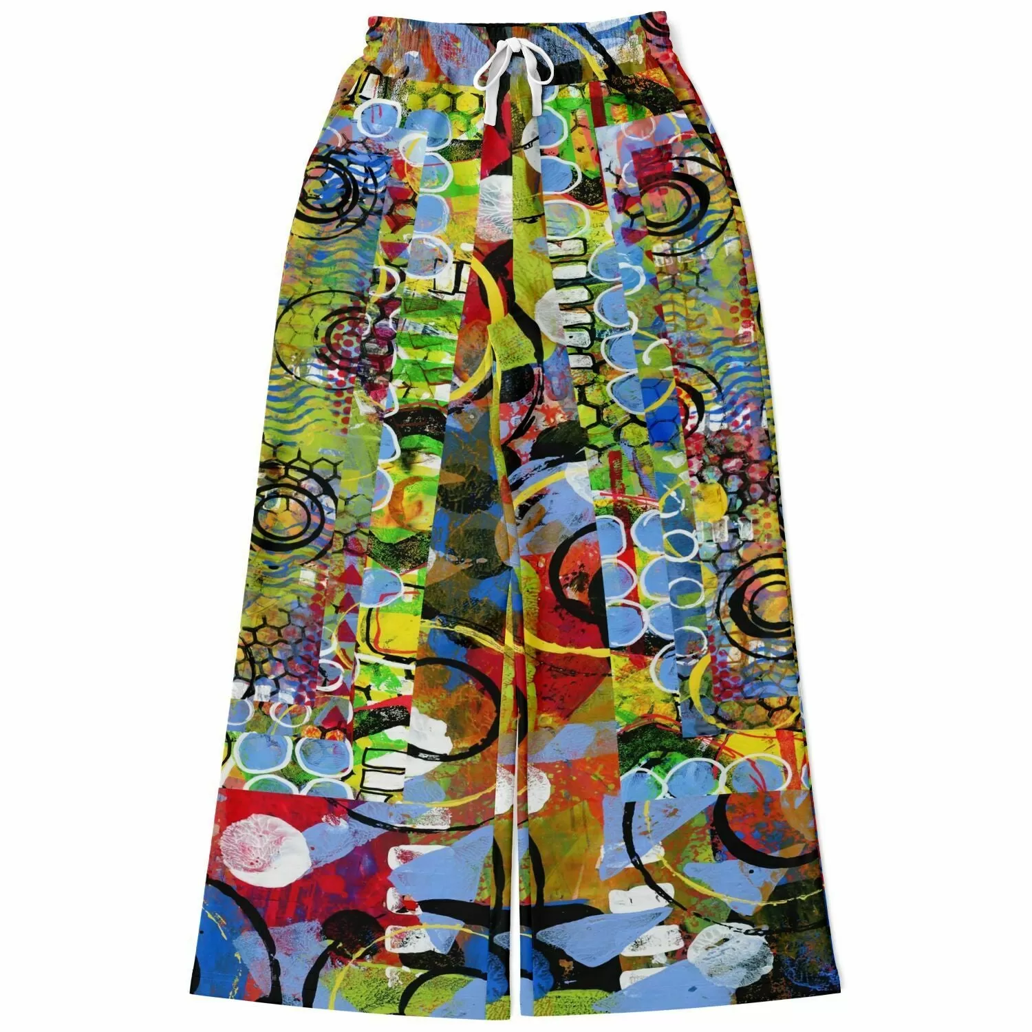 Barcelona Geometric Print Eco-Poly Stretchy Phat Bellbottoms