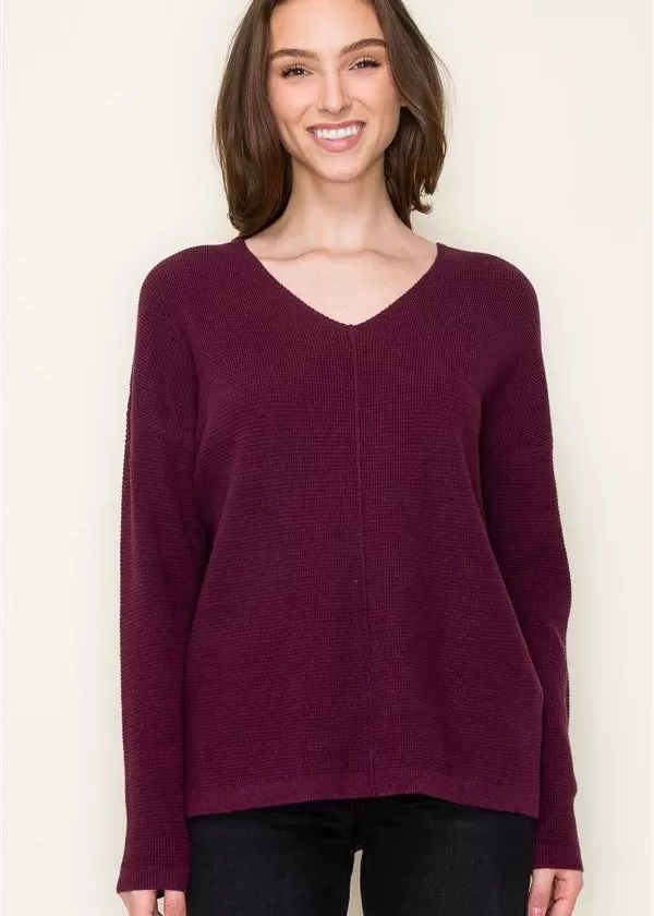 Beauty In Simplicity Waffle Vneck Tops - 3 Colors!