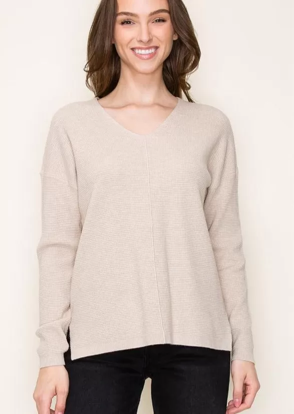 Beauty In Simplicity Waffle Vneck Tops - 3 Colors!