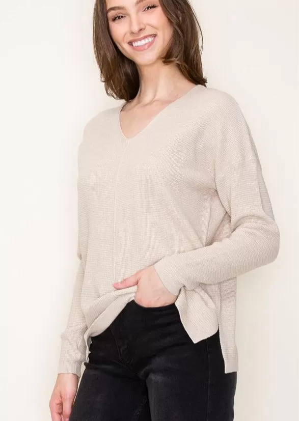 Beauty In Simplicity Waffle Vneck Tops - 3 Colors!