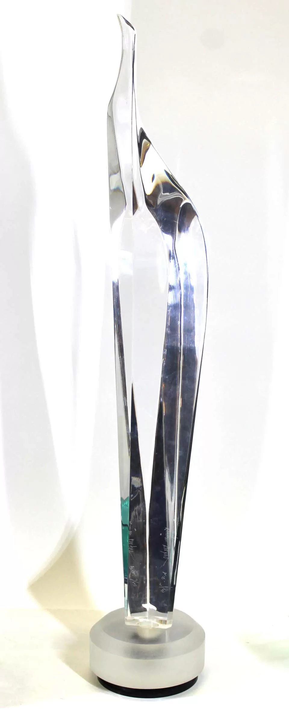 Bijan Bahar Modern Abstract Acrylic Sculpture on Lacquered Display Stand