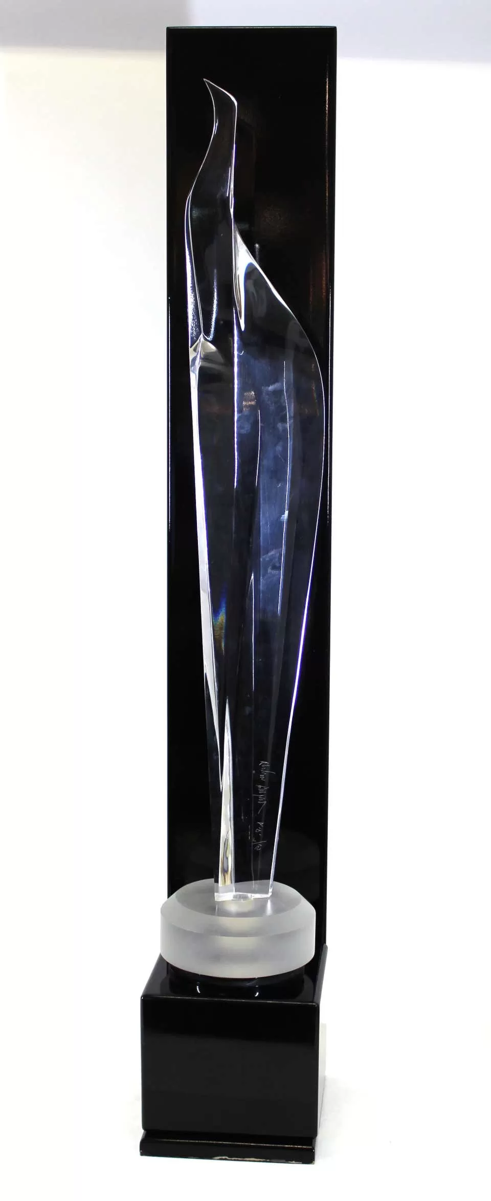 Bijan Bahar Modern Abstract Acrylic Sculpture on Lacquered Display Stand