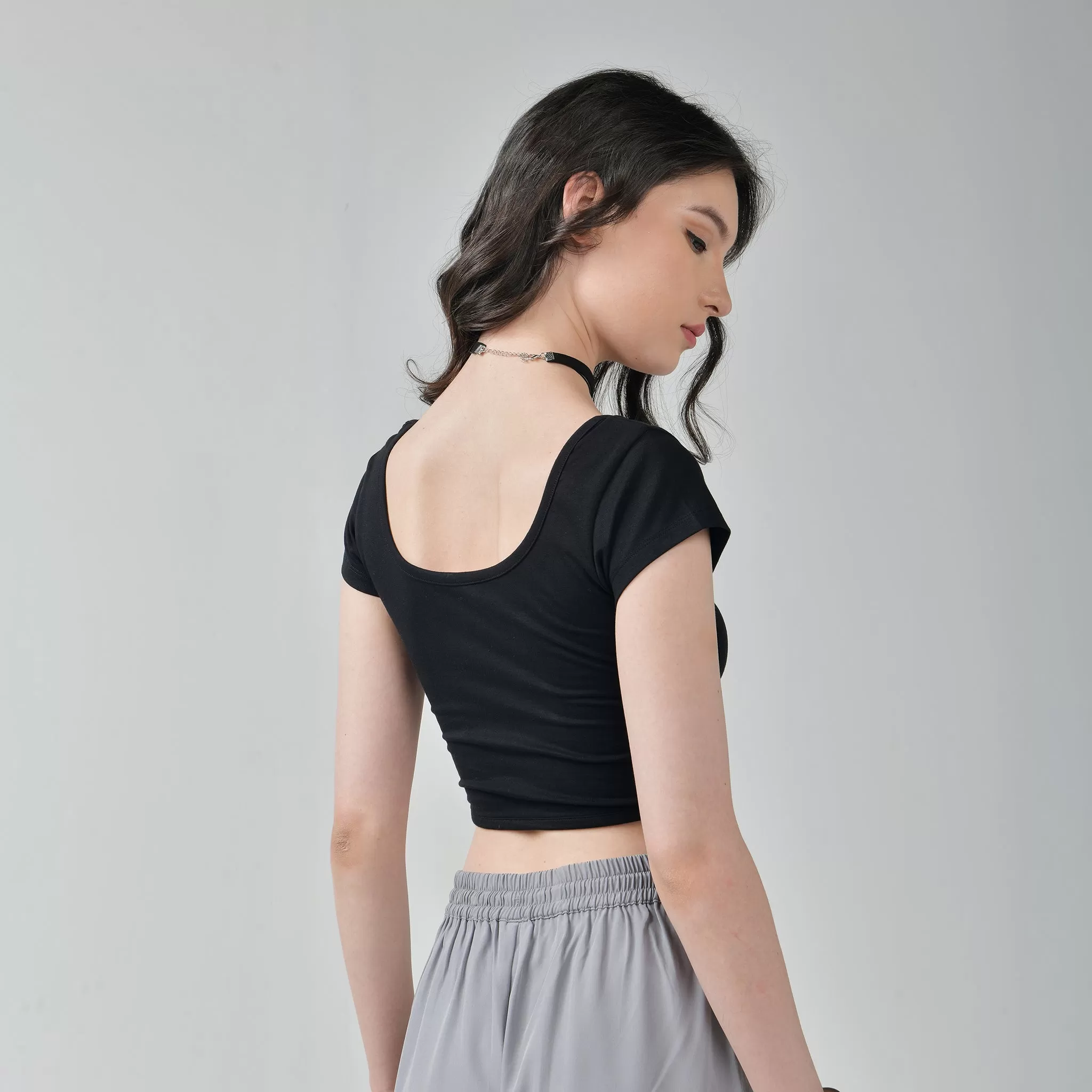 Black Corset Crop Top & Black Parachute Pants