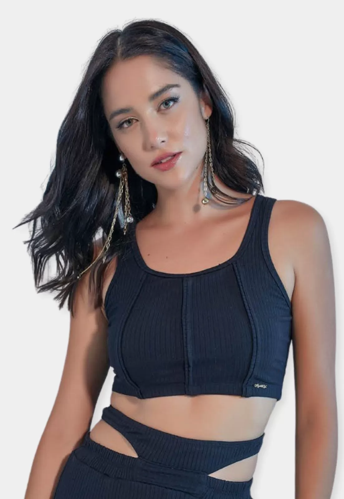 Black Ribbed Crop Top