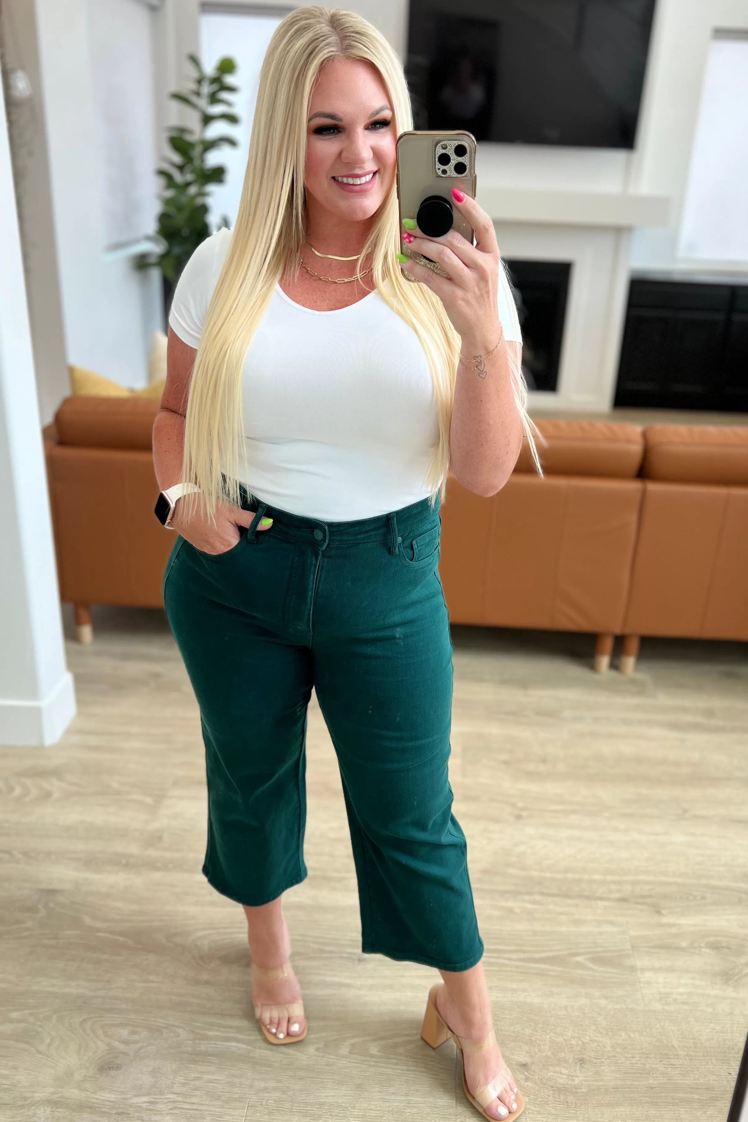 Briar High Rise Control Top Wide Leg Crop Jeans in Teal-- Use the code SPRINGJB for 20% off!