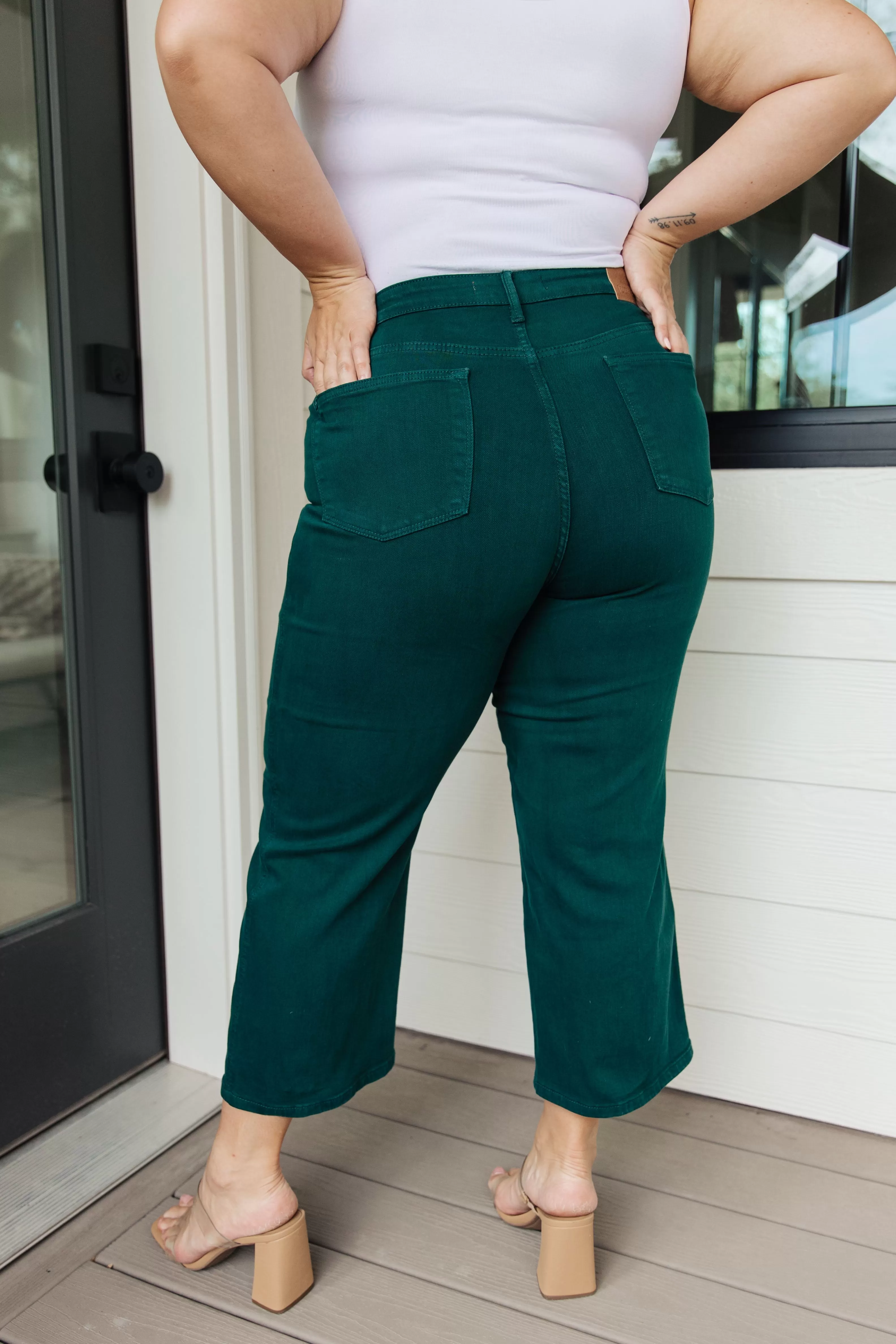 Briar High Rise Control Top Wide Leg Crop Jeans in Teal-- Use the code SPRINGJB for 20% off!