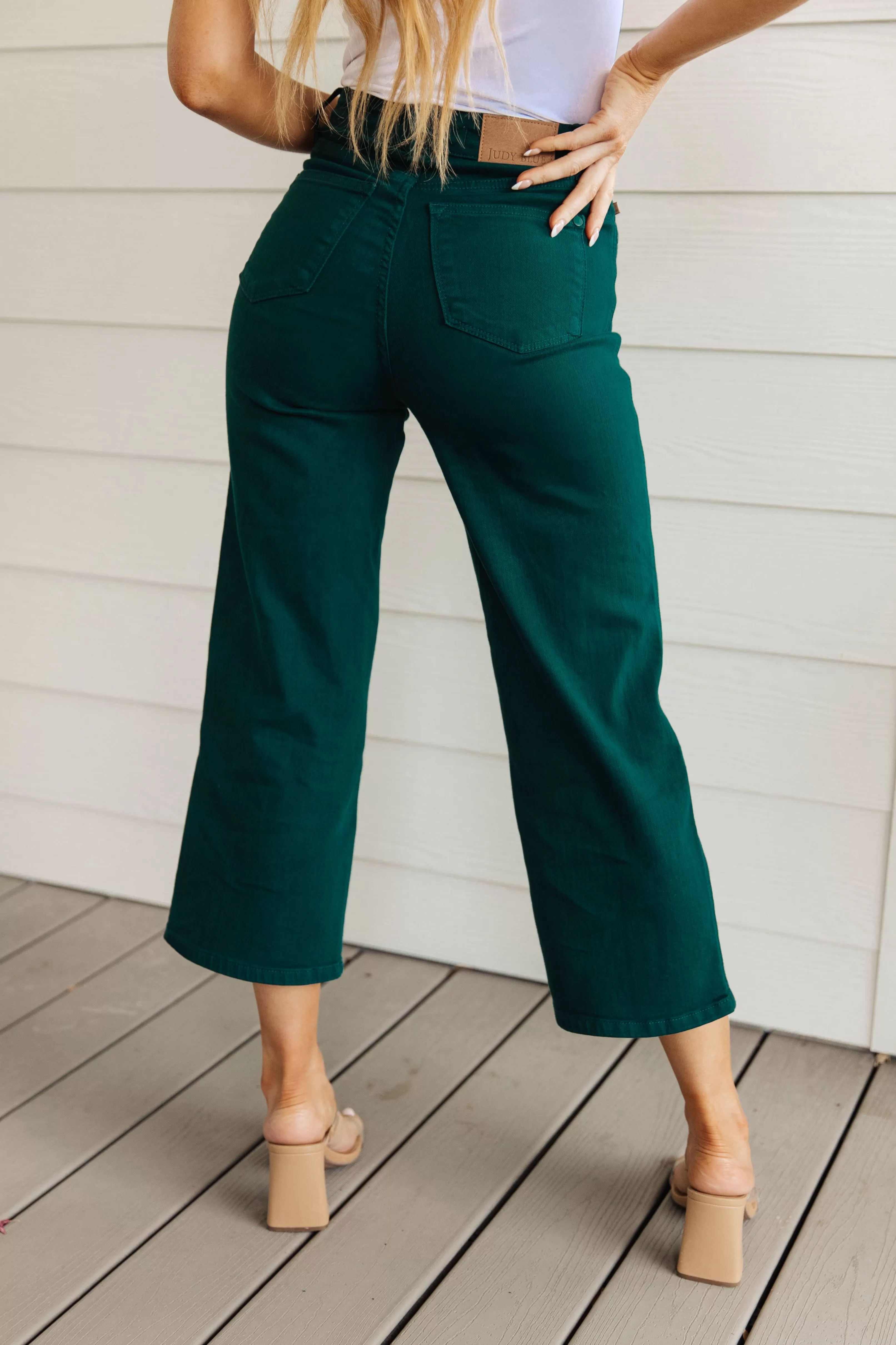 Briar High Rise Control Top Wide Leg Crop Jeans in Teal-- Use the code SPRINGJB for 20% off!