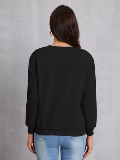 CAFE Round Neck Dropped Shoulder Sweatshirt