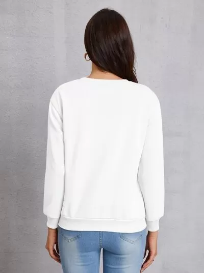 CAFE Round Neck Dropped Shoulder Sweatshirt