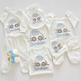 Car Embroidery Baby Set - Personalised Baby Set