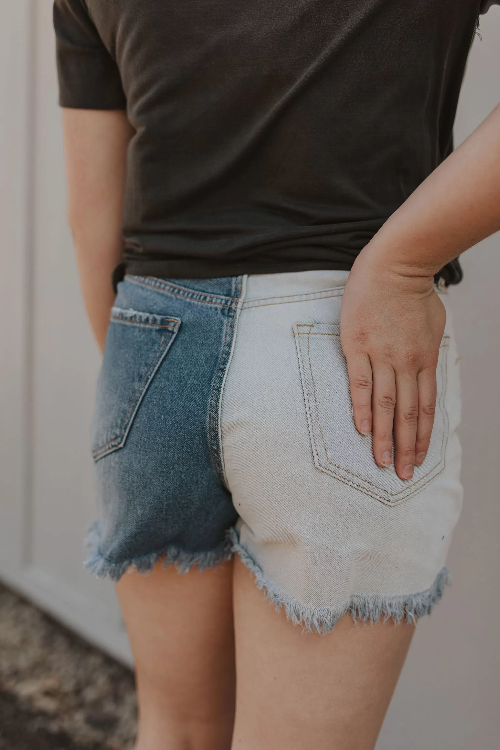 CHELSEY TWO TONE JEAN SHORTS BY IVY & CO