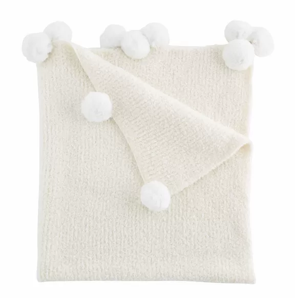 Chenille Pom Pom Baby Blanket