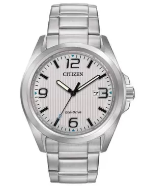 Citizen Eco-Drive Mens Chandler Watch - White Dial - Stainless Steel - Date