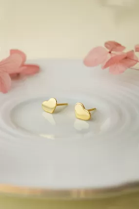 Classic Heart Gold Plated Sterling Silver Stud Earrings