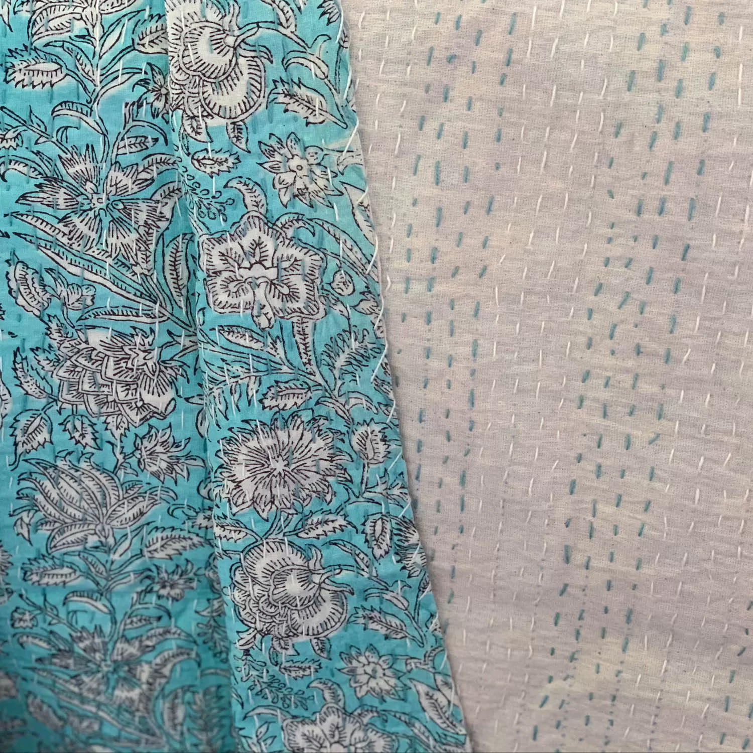 Cotton Kantha Reversible Aegean