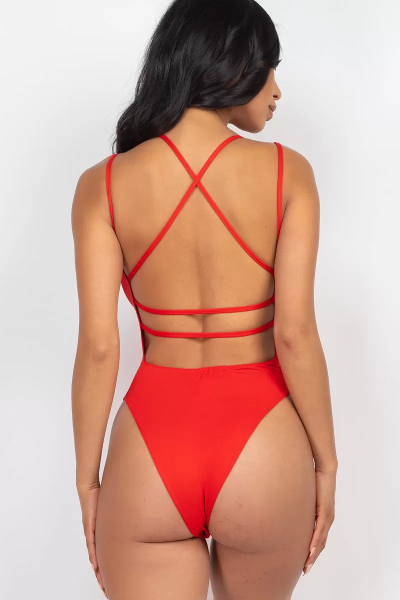 Crisscross Back Sexy Bodysuit Top