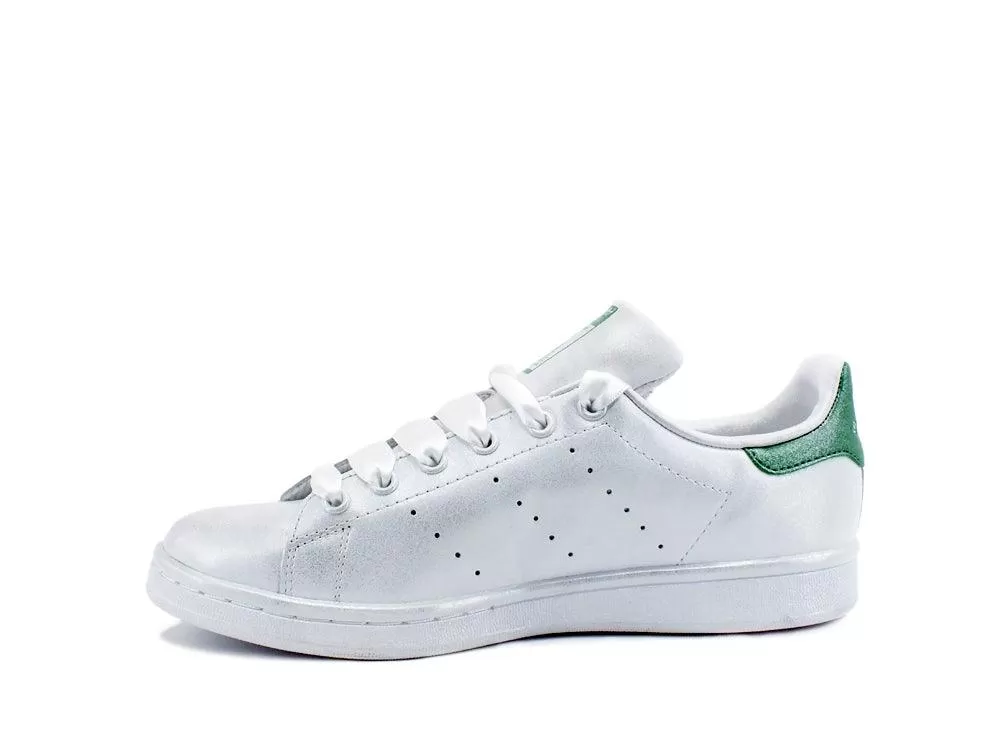 CUSTOM / ADIDAS Stan Smith Sneaker Flower White Green