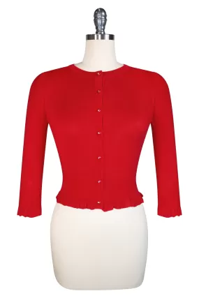 D'Amour 3/4 Sleeve Cardigan (Red)