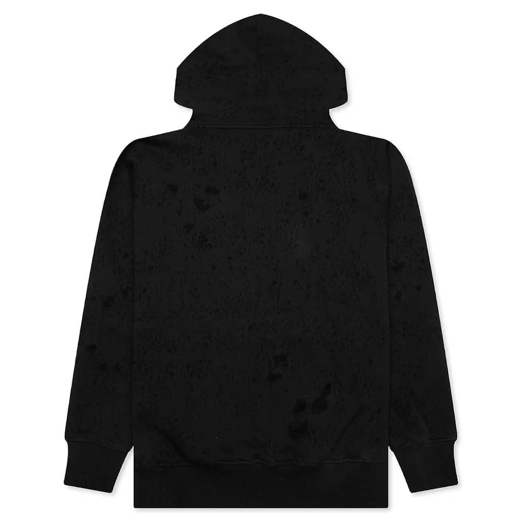 Destroyed Lighter Cap Hoodie - Black