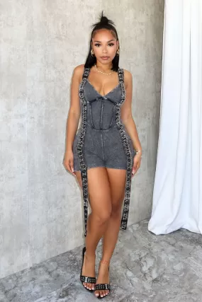 Die For You Corset Mineral Washed Romper