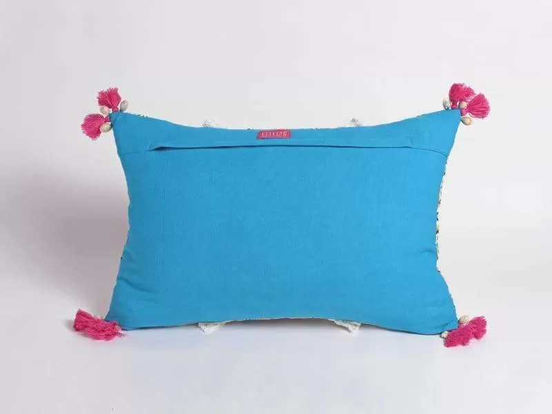 Embroidered pillow cover, multicoloured, handmade, bohemian, Peruvian, 14X21 inches