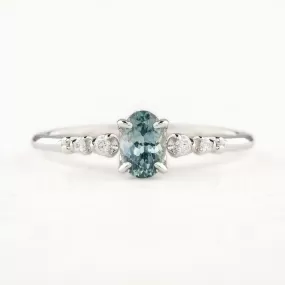 Estel Luxe Ring 0.60ct Blue Green Montana Sapphire, 14k White Gold