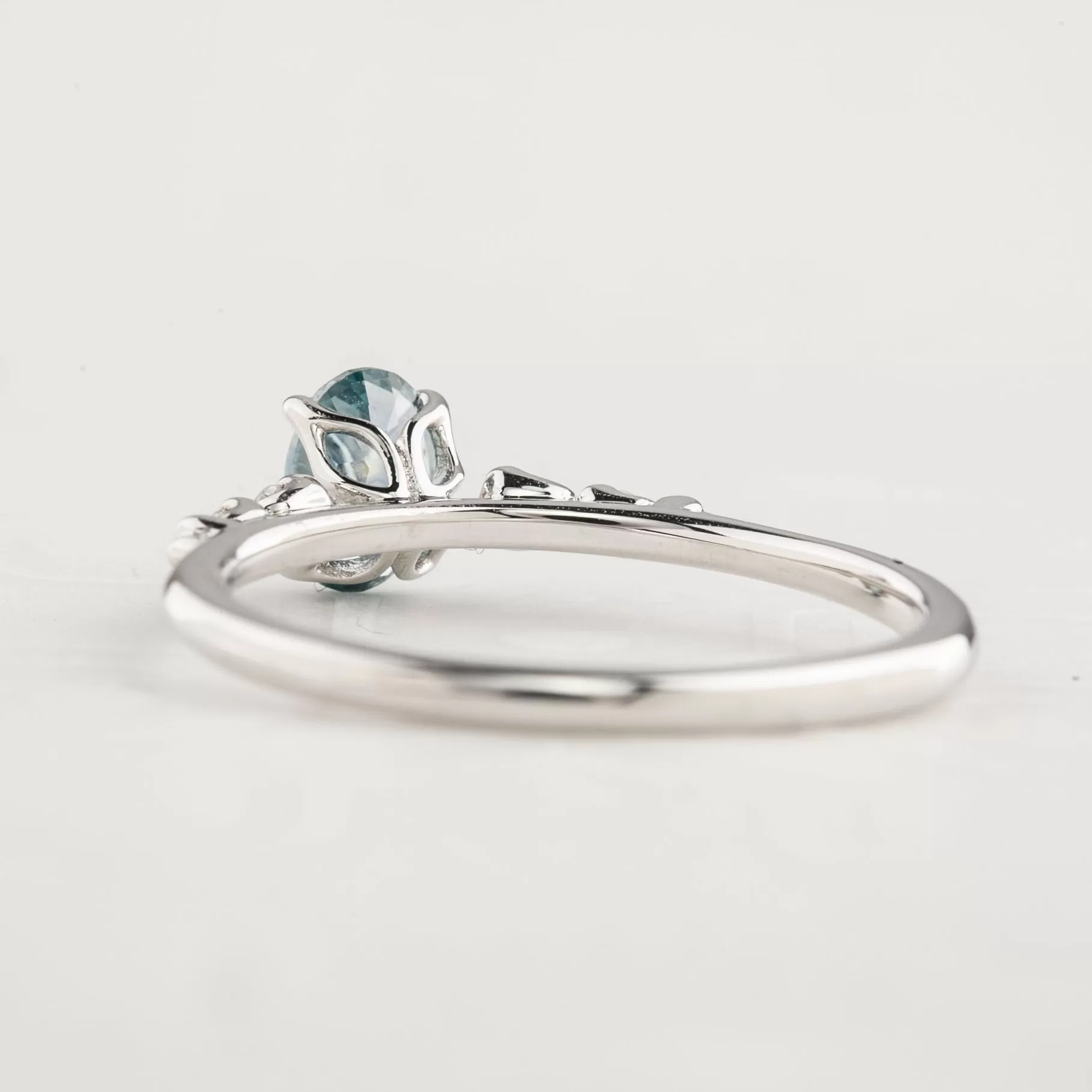 Estel Luxe Ring 0.60ct Blue Green Montana Sapphire, 14k White Gold