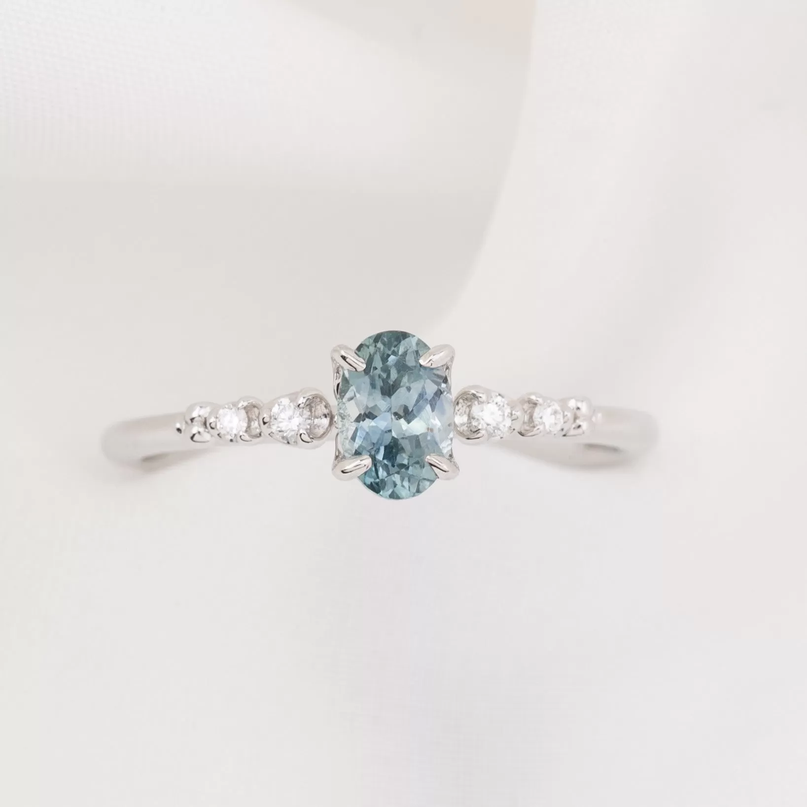 Estel Luxe Ring 0.60ct Blue Green Montana Sapphire, 14k White Gold