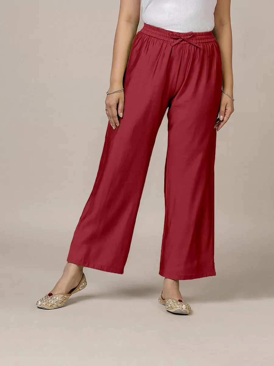 Fiza x Rozaana | Straight Pant in Scarlet Red