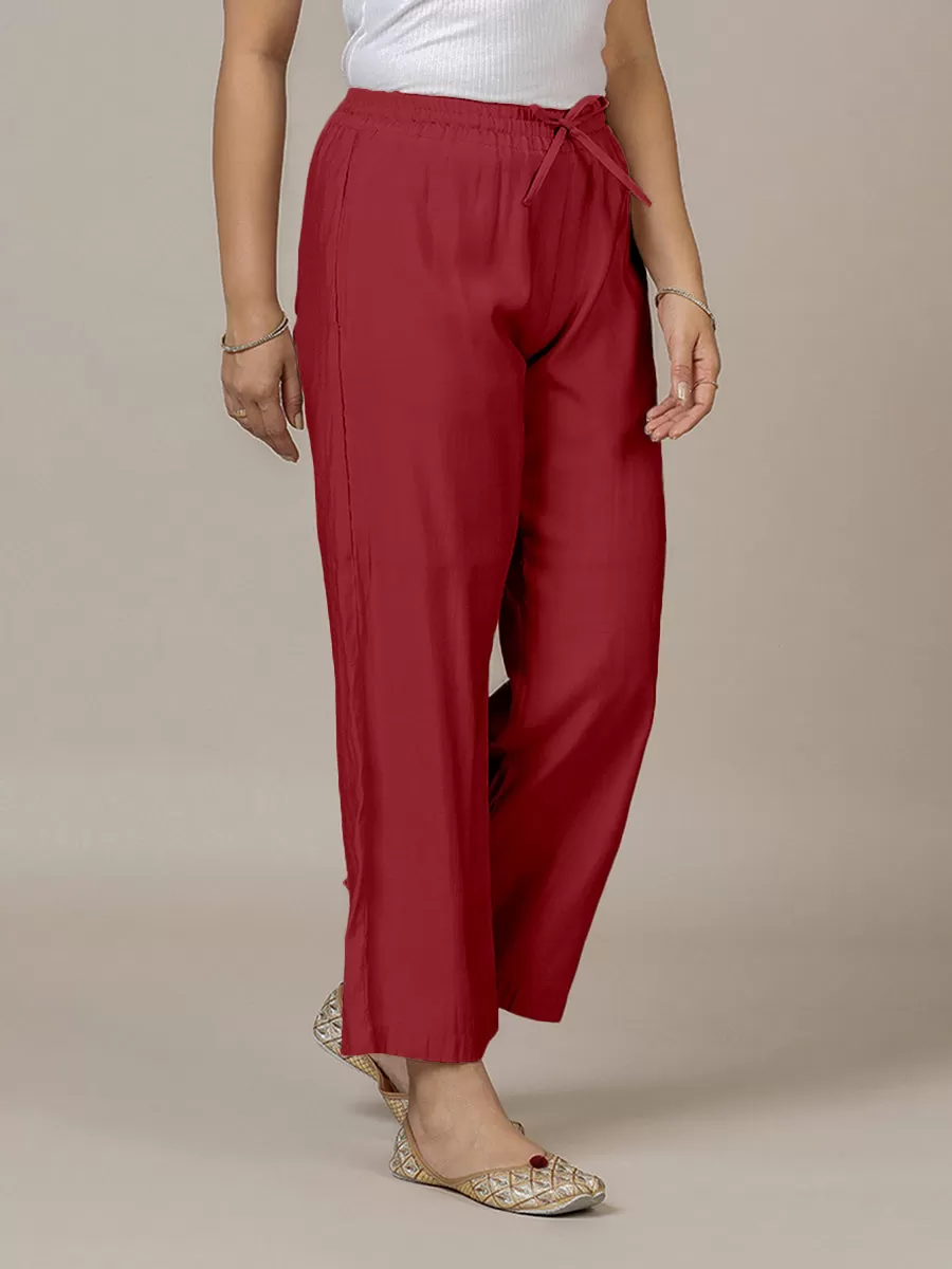 Fiza x Rozaana | Straight Pant in Scarlet Red